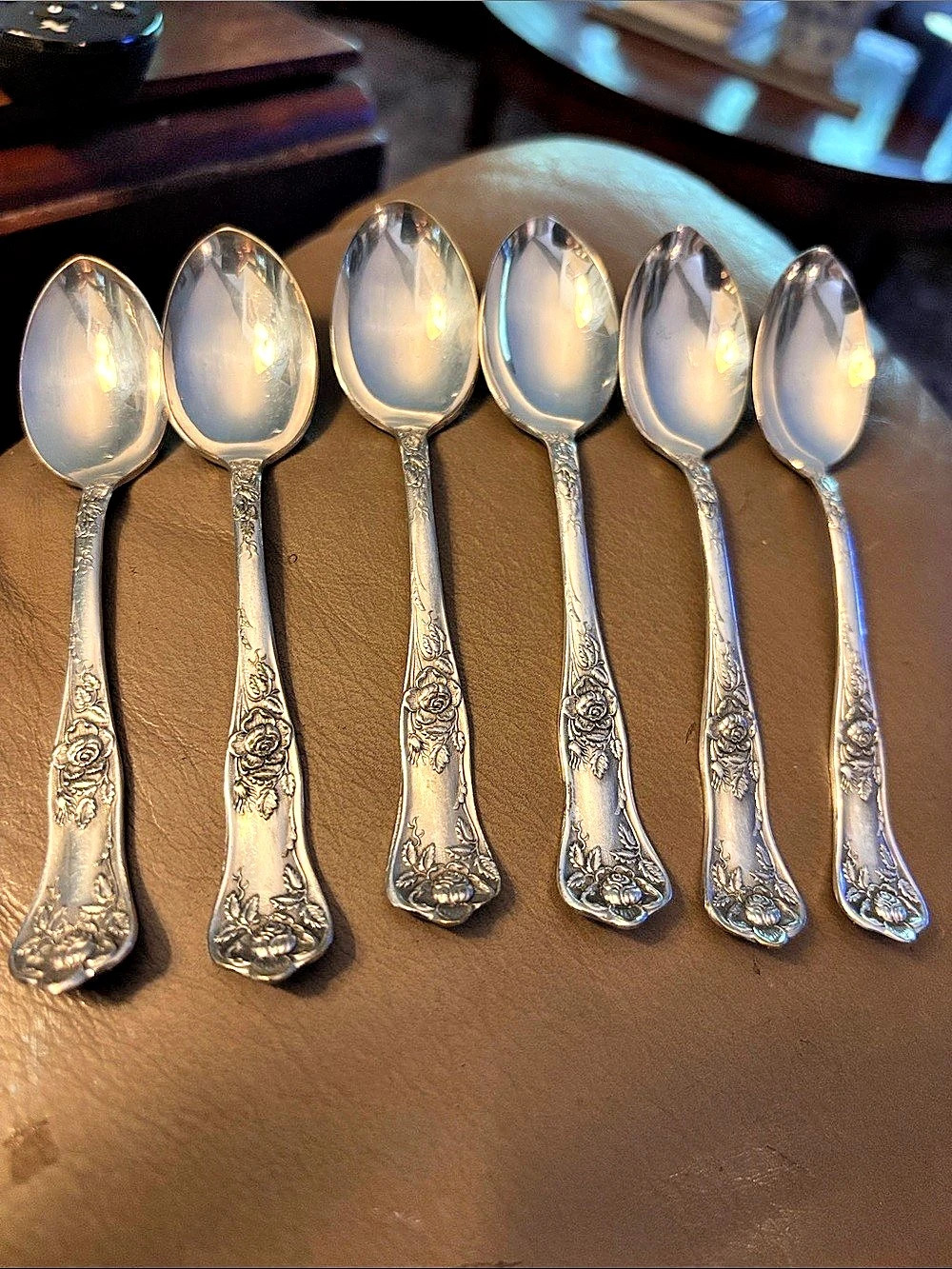 Royal Plate Co. Rosalie. Ornate Silver Flatware Spoon Set